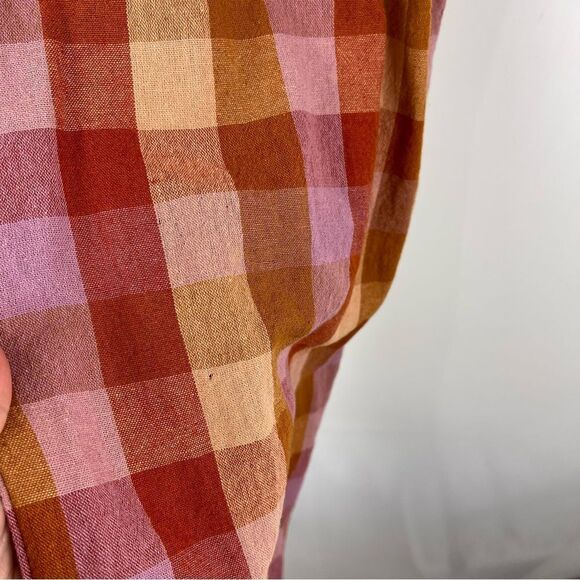 Mod Cloth x Princess Highway Linen Prairie Check Jumpsuit Orange Size Small - Picture 12 of 15